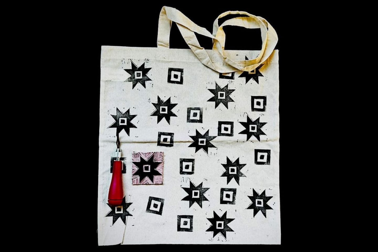 Art & Sip: Geometric Block Print Tote