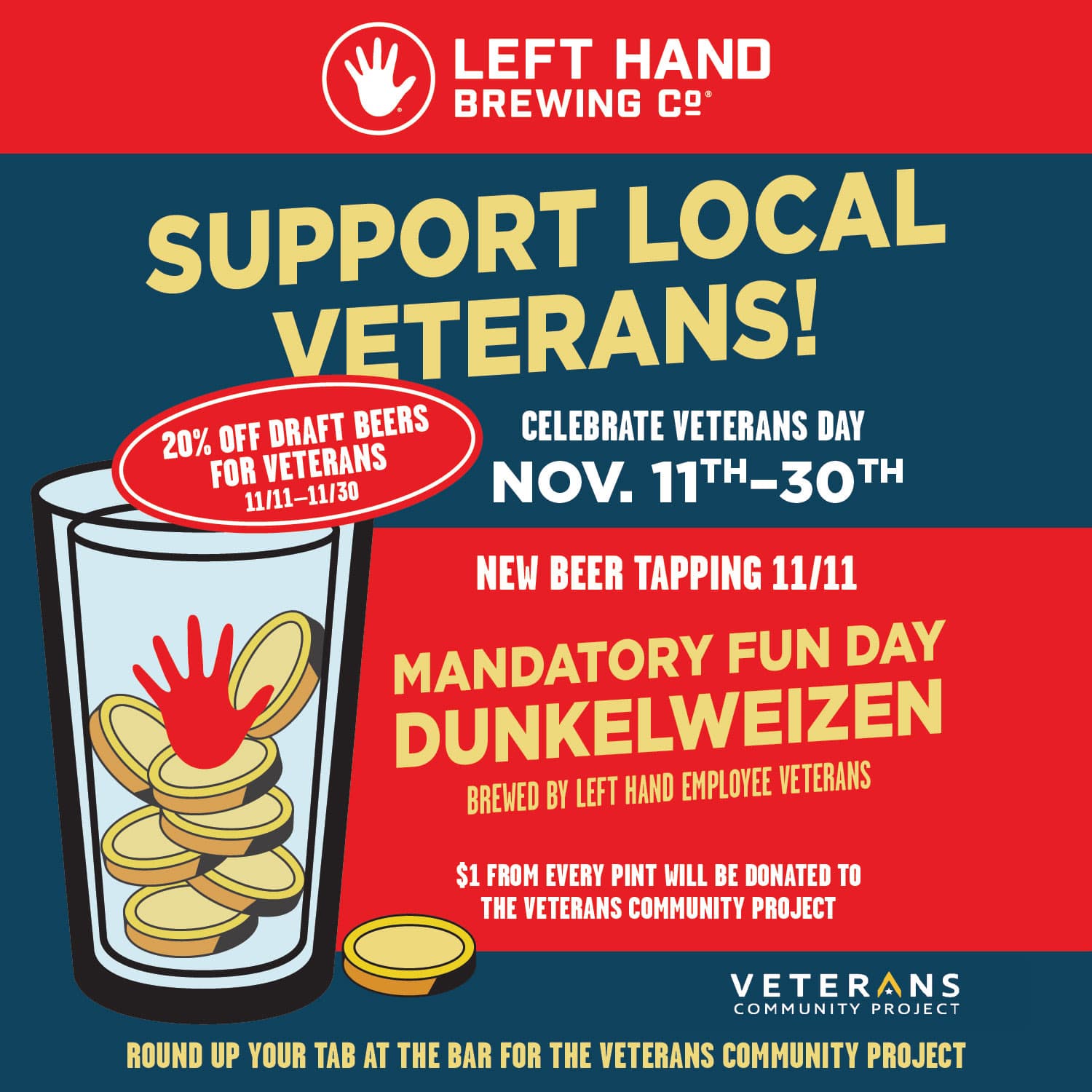 Support Local Veterans with Left Hand Nov. 11th-30th