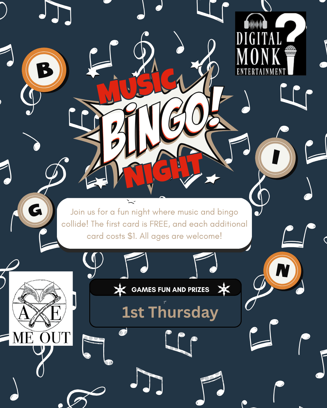 Axe Me Out to Music Bingo