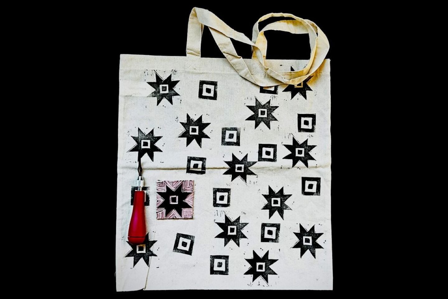 Art & Sip: Geometric Block Print Tote